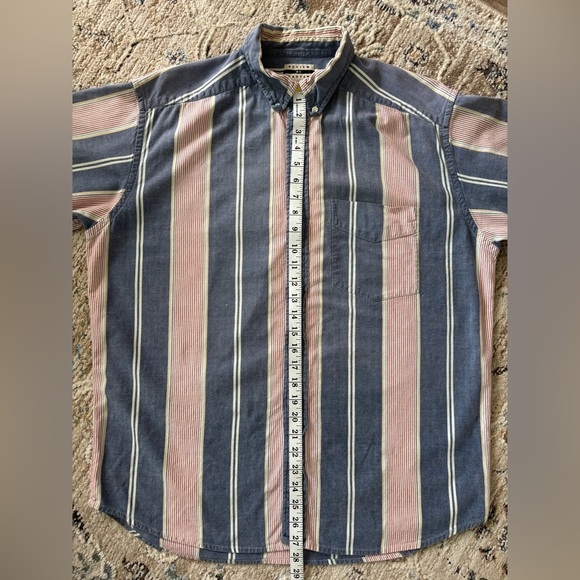 Vintage Button Down Mens Large Blue Red Cotton Preppy Retro USA Coastal Beach - Picture 8 of 8